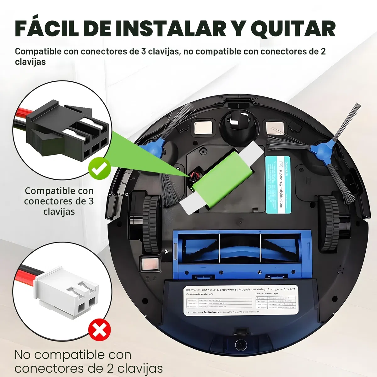 14.4V 5000mAh Batería de Repuesto de Iones de Litio Compatible con Conga Excellence 990 950 1090 1790 1990 Ecovacs Deebot N79 N79S DN622 Eufy RoboVac 11 11S 30 35C y IKOHS Netbot S14 S15