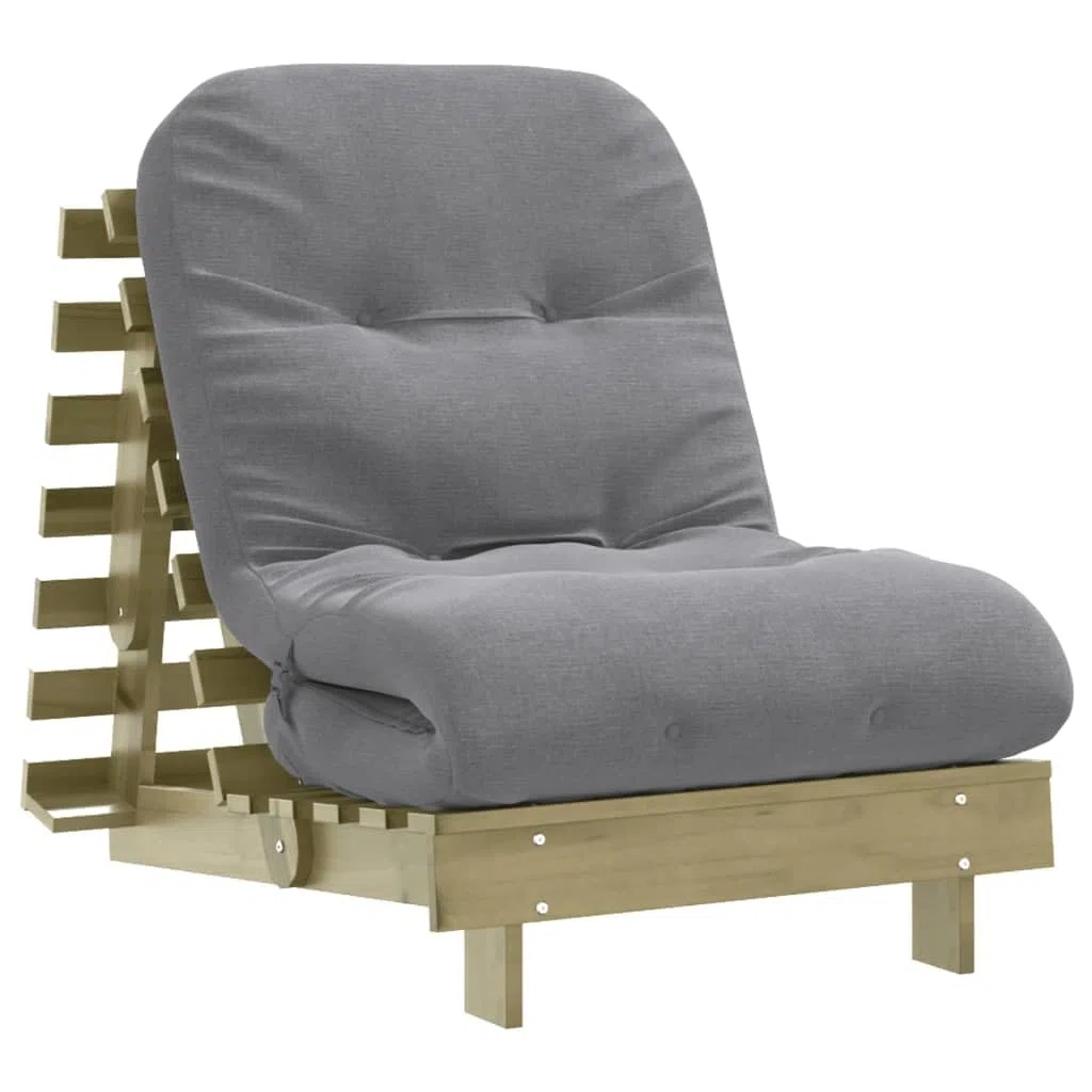 Woonisher Futón sofá Cama con colchón Madera impregnada Pino 70x206x11 cm colchón Doble