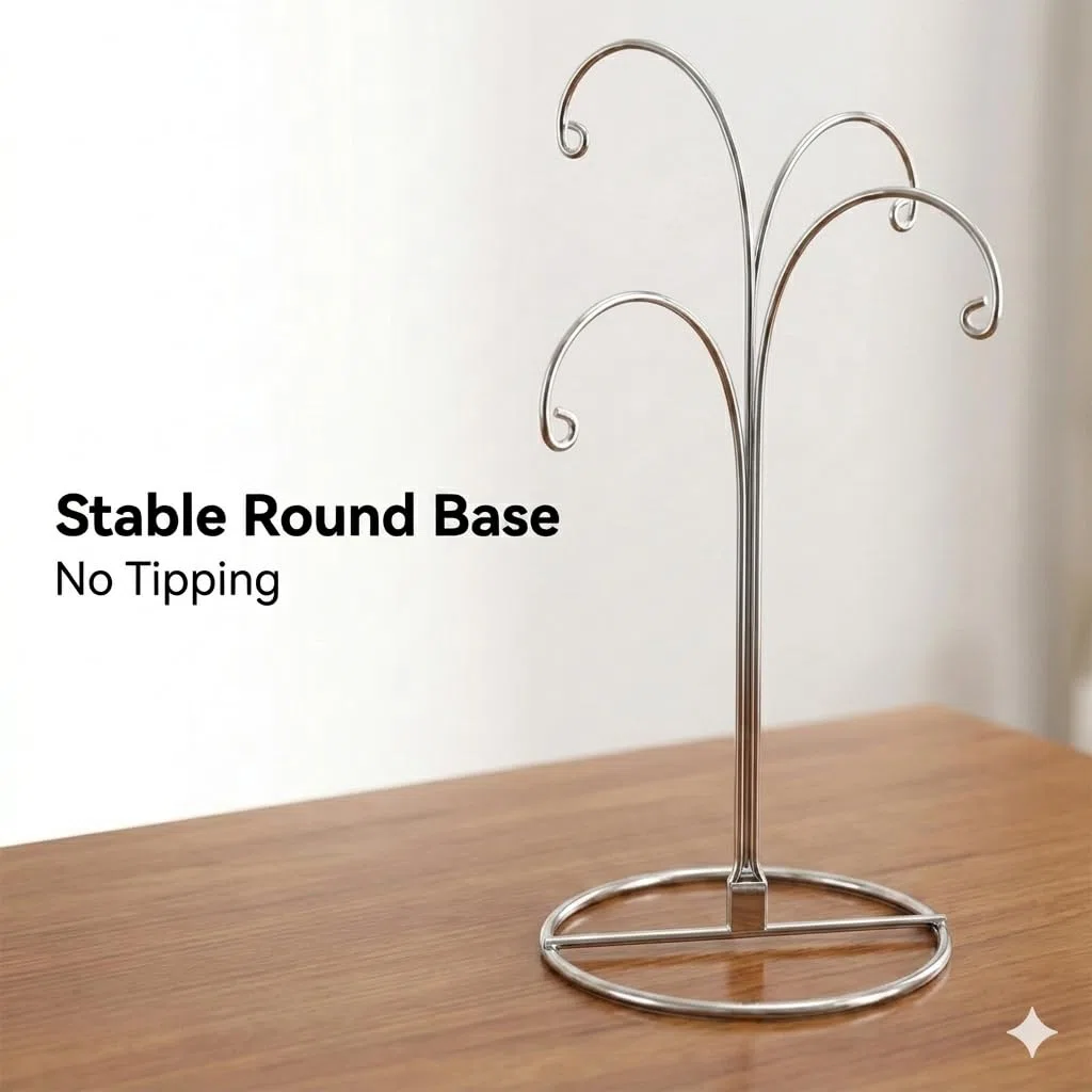 HOHIYA Soporte exhibición adorno 30 cm 4 brazos gancho hierro plata Ideal para bolas de Navidad adornos colgantes y decoración festiva 2 unidades