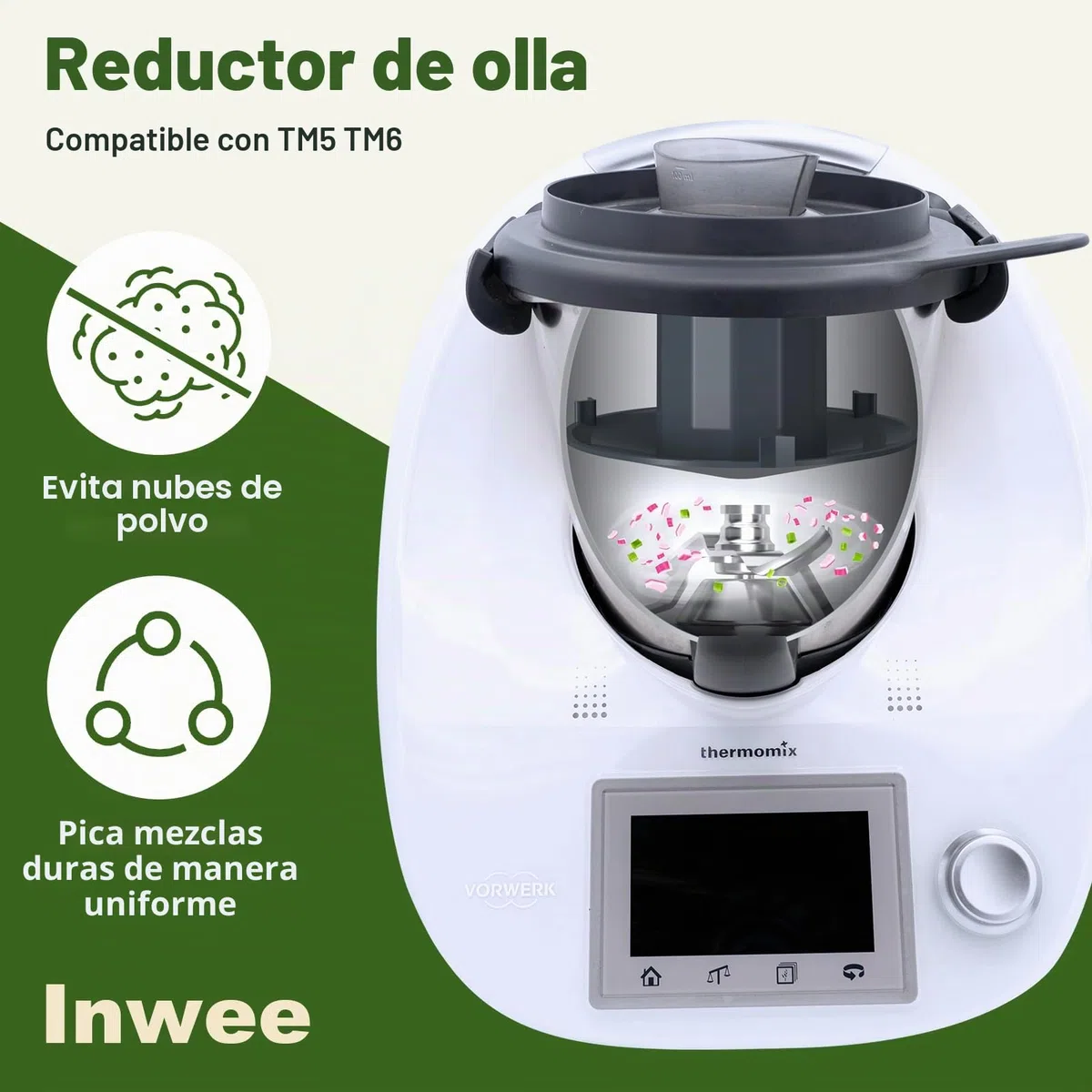 Reducción de la Olla de Mezcla para Thermomix,Divisor de Ollas de Mezcla Compatible con Thermomix TM5,TM6, Reducción, Corte y Prevención de Derrames para Herramientas de Accesorios de Cocina(1)