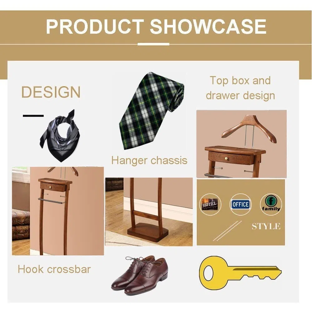RajoNN Perchero de Madera Ropa, Perchero para Suelo, Perchero para Pantalones, Perchero Frontal con Funda de Goma Antideslizante para Guardar Abrigos y Trajes sin Arrugas Alto x Ancho x