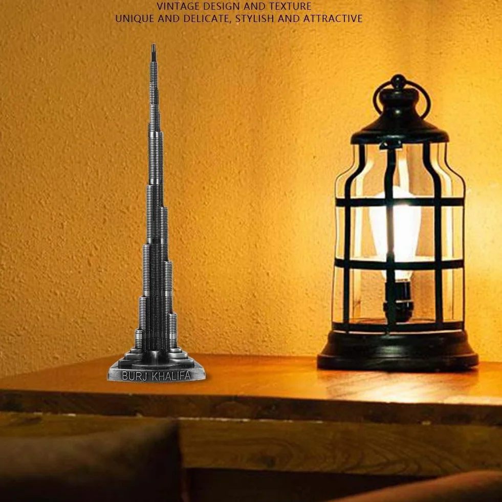 Modelo Decorativo Burj Khalifa en Miniatura, Torre de Aleación, 18 cm, Adorno Arquitectónico para Escritorio, Oficina y Hogar