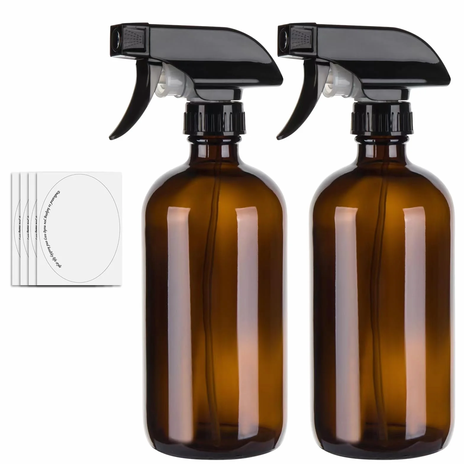 Botellas de vidrio vacías ámbar de 500 ml para limpieza, botella de spray de agua de niebla para cabello, jardinería y aceites esenciales, pulverizador de gatillo ajustable con ajustes de