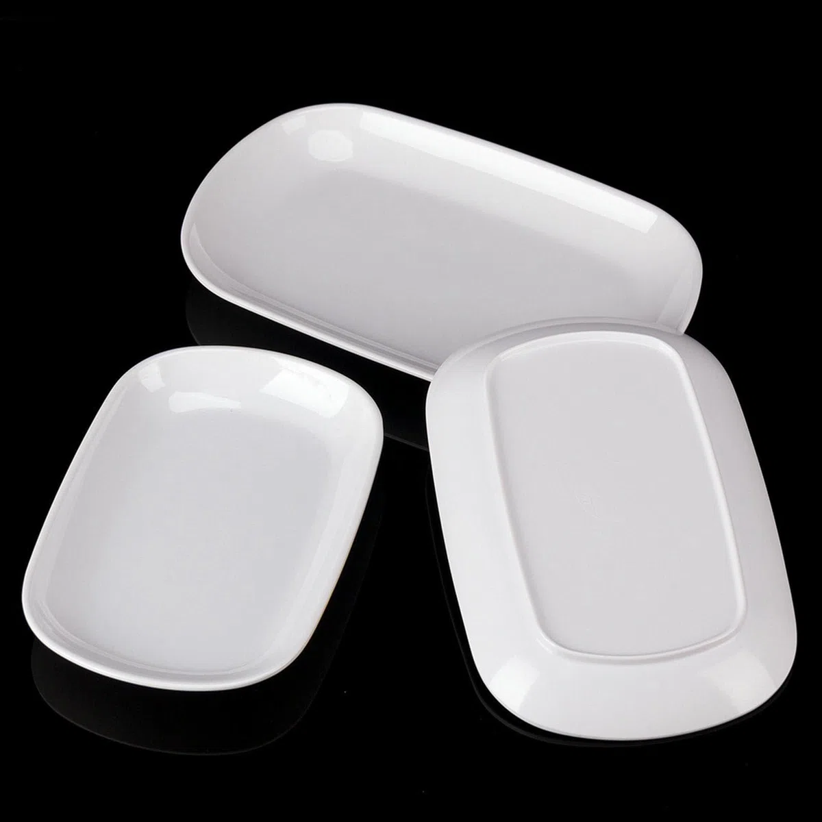 Bollos al vapor para desayuno, albóndigas, plato de fideos fritos, dim sum rectangular, plato frío, plato de aperitivo-1310 blanco de 10 pulgadas