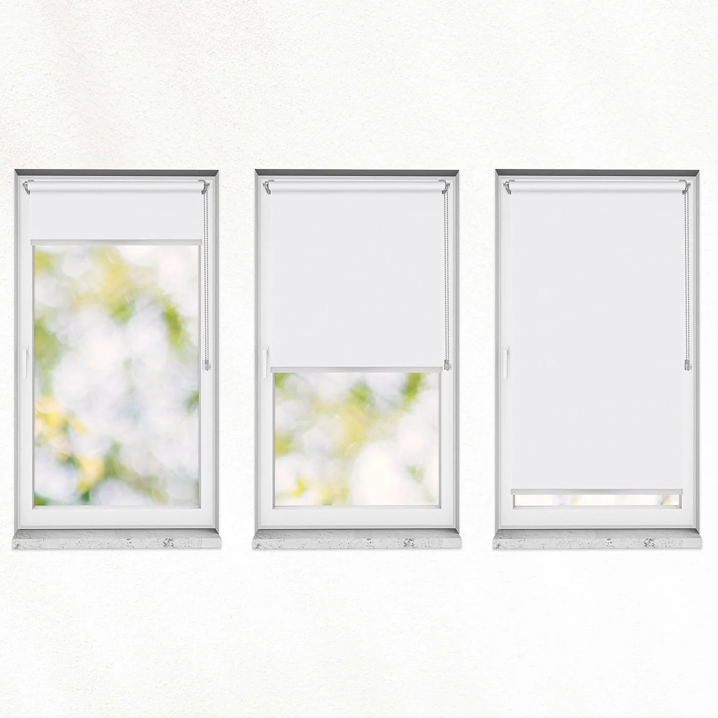 Estika Estor Enrollable sin taladrar - 55 cm x 120 cm - Blanco - instalación con Abrazaderas, Estor para Ventanas de Interior, mampara de privacidad para Ventanas y Puertas de balcón