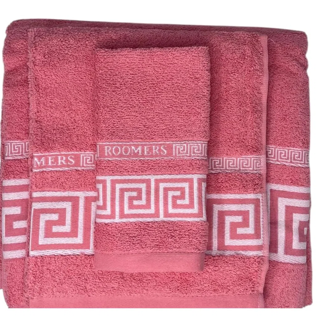 HM'S HOME'SECRET Roomers Juego de Toallas 3 Piezas Simón | 100% Algodón 400 g/m² | Toalla Tocador, Lavabo y Sábana | Suaves, Absorbentes y Duraderas (Coral)