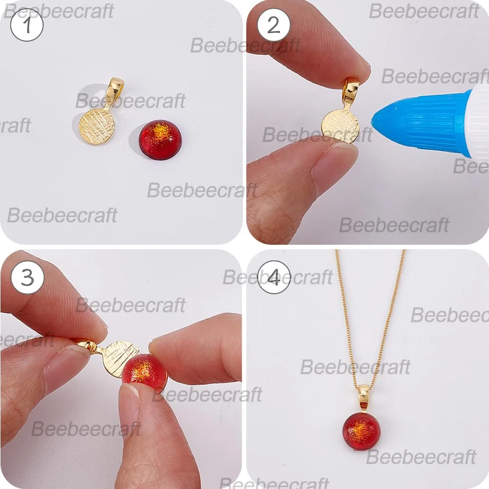 Beebeecraft 8 Pieza de Almohadillas Planas Adhesivas para Colgantes Almohadillas Planas Redondas de 18mm Chapadas En Oro de 16x8 Quilates para Pegar En Colgantes para Collares para Hacer Joyas con