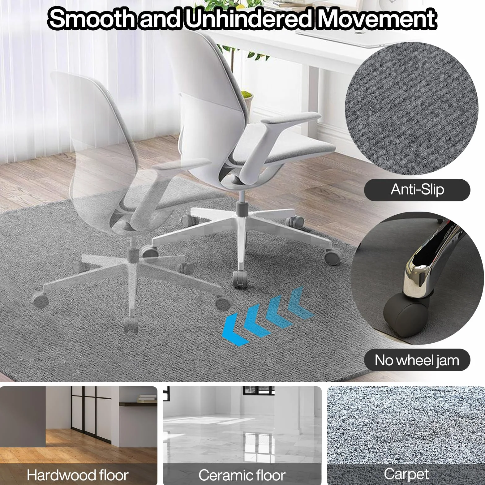Protector Suelo Silla Ruedas,105x120 cm,Gris Oscuro Alfombra Silla Ruedas,Alfombrilla Protectora para Silla de Oficina,Resistente a los arañazos para parqué y Suelos Duros,Silla de Oficina.
