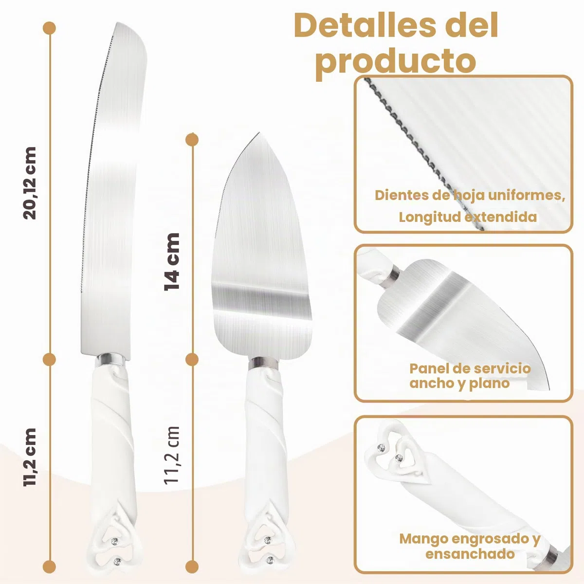 powerking Juego de servidores Cake Knife, Cuchillos y Pala para Cubiertos Cake con artesanía de la Moda barroca, diseño de Corazones entrelazados, Cubiertos