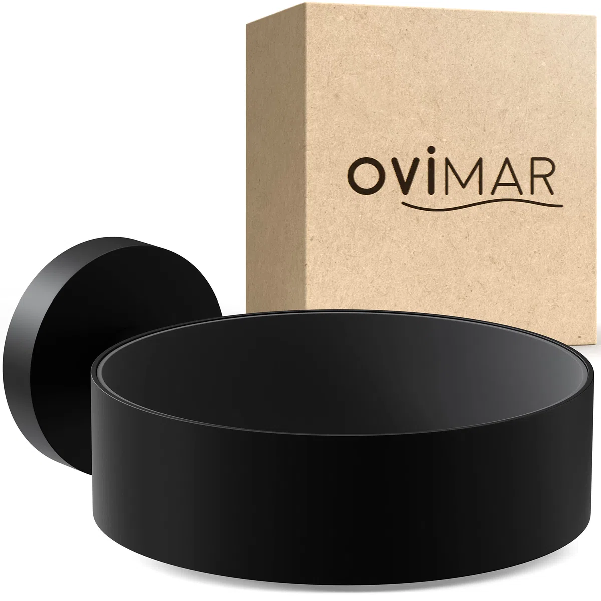 ovimar soporte para secador de pelo Kvitoya | acero inoxidable | negro mate | con fijación mural para taladrar | con almohadilla para secador de pelo | para taladrar | soporte para secador de pelo