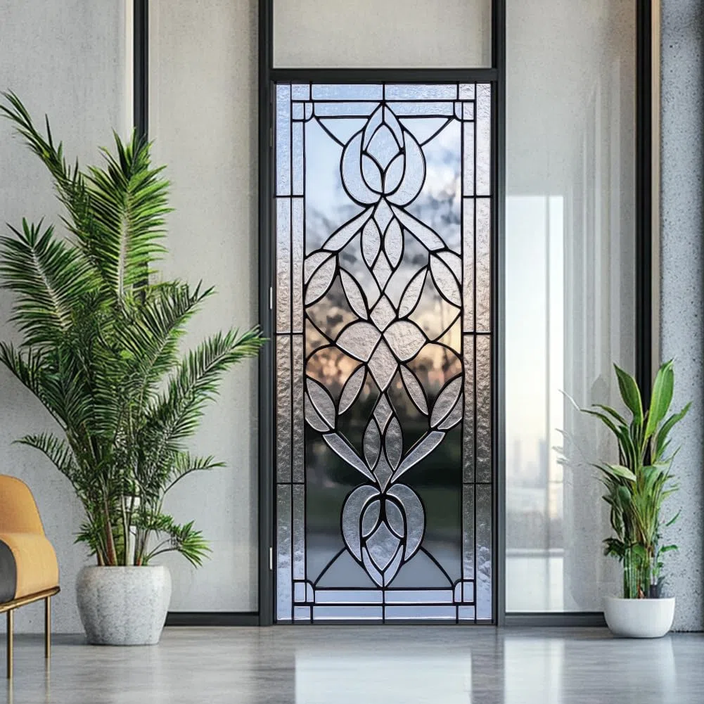 arricraft 2 piezas de vinilo adhesivo para puertas, 80 cm x 200 cm adhesivo de puerta de vidrio pintado 3D con flores, papel pintado de PVC removible, decoración para dormitorios y salas de estar