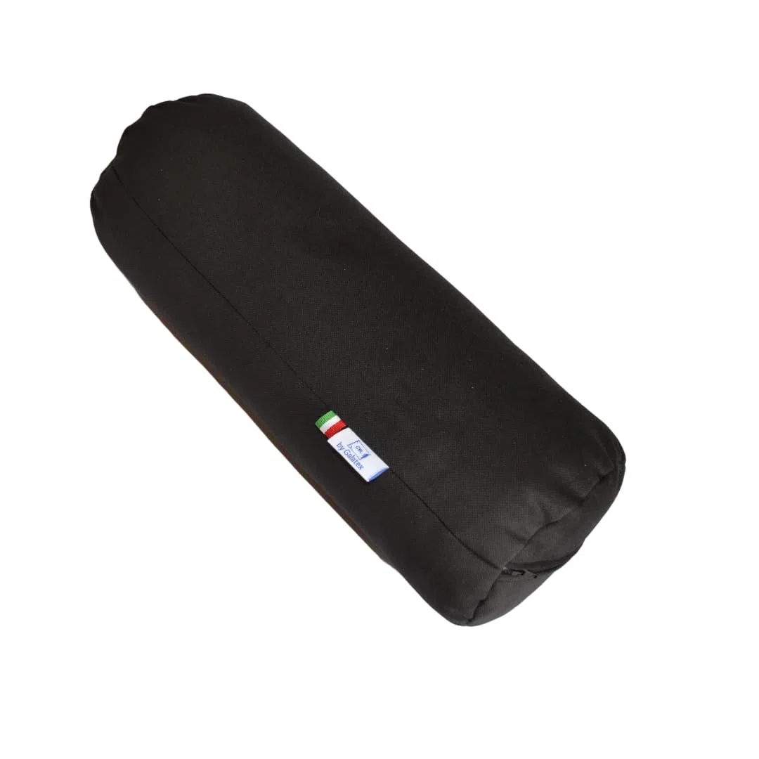 GM Almohada cilíndrica Cervical para Cuello, Espalda y piernas 40x15 cm Fabricada en Italia con Funda de Tela Resistente al Agua y a Las Manchas, Negro