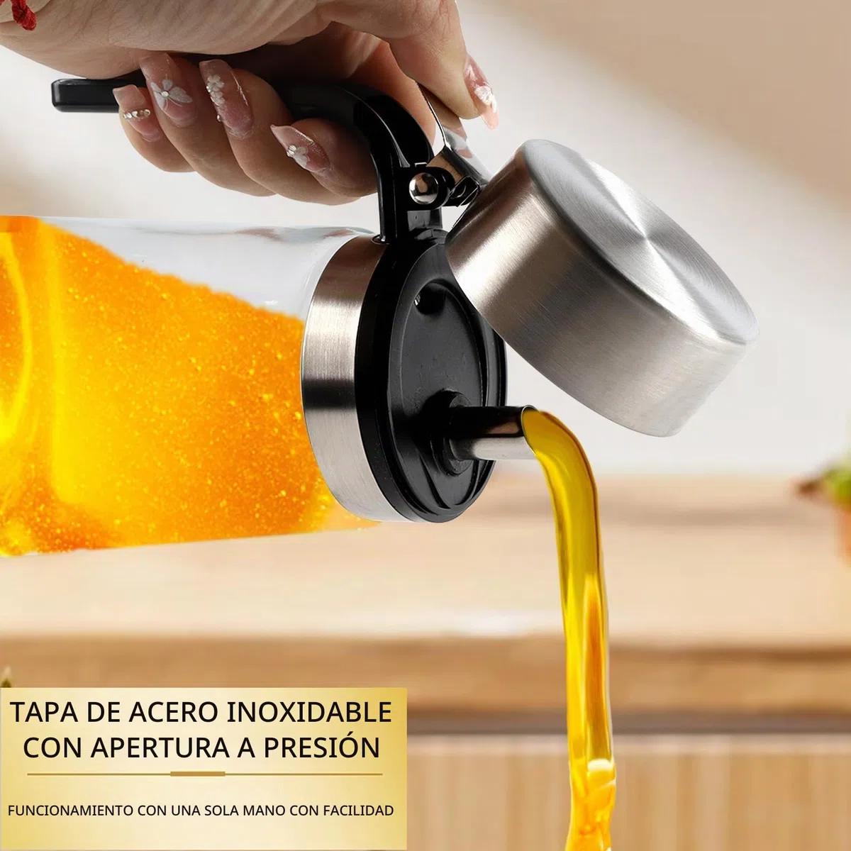 Dispensador de jarabe de cristal de 400 ml, dispensador de miel con boquilla de acero inoxidable y tapa antigoteo, recipiente de cristal transparente para café, cocina y aderezo para ensaladas