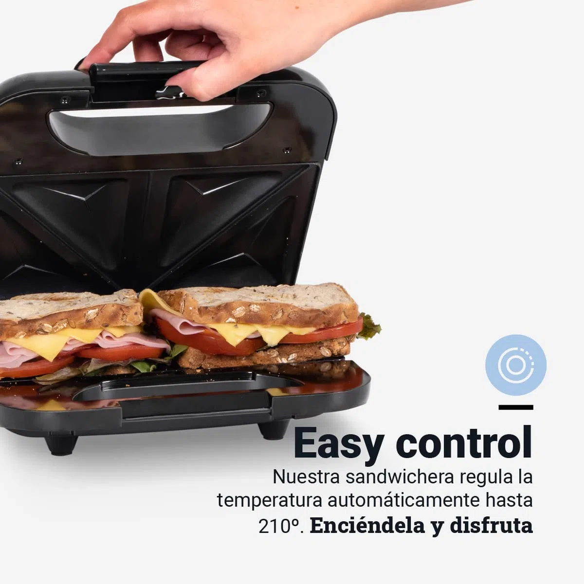 UNIVERSALBLUE Sandwichera Grill Doble 750W Potencia | Placas Antiadherentes, Temperatura Regulable 140-210ºC | Acero Inoxidable, Luz Indicadora, Recogecables | Para 2 Sándwiches, Garantía 3 Años