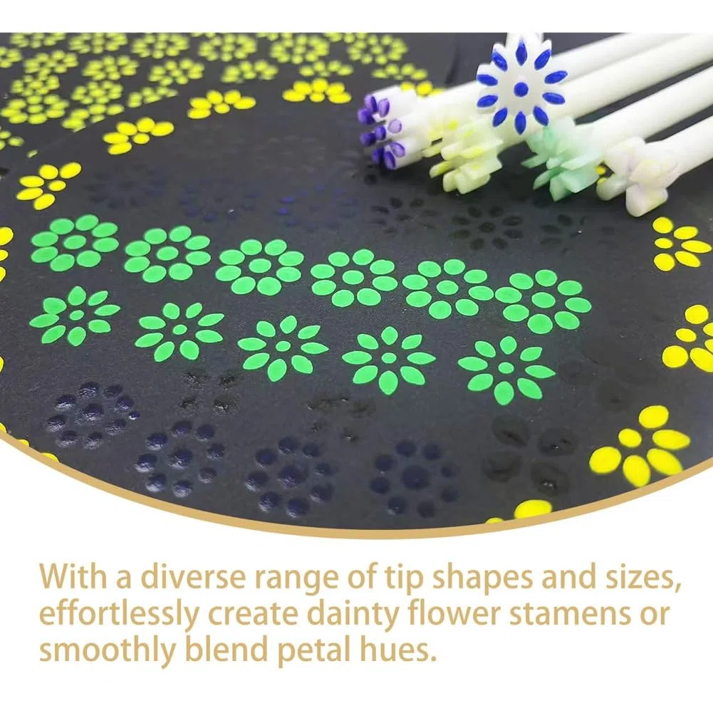 Herramientas para Pintar Pétalos de Flores por Puntos, Herramienta para Punteado de 10 Pétalos, Herramientas para Flores de Doble Cara, Sellos Florales para Hacer Tarjetas.