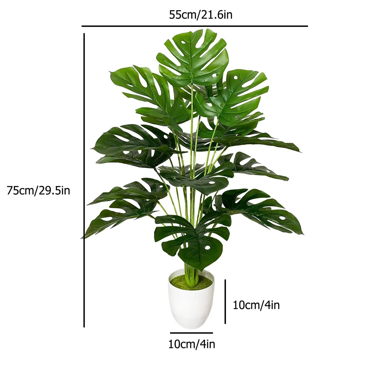Planta Artificial con Maceta Palmera Grande Árbol Artificial Plastico Ideal para Decoración del Hogar Oficina Interior y Exterior Salon Dormitorio Balcón Moderno (75cm Palmera Monstera)