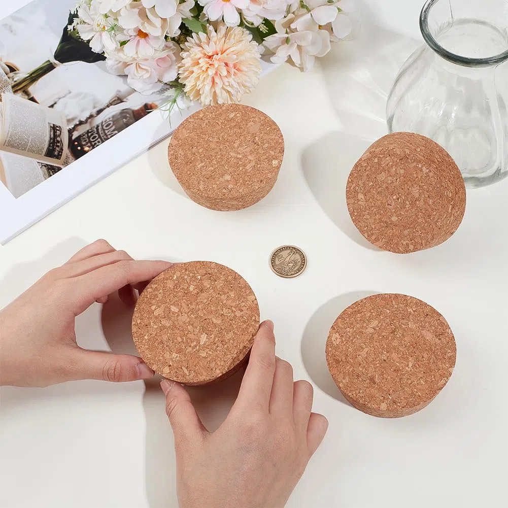 OLYCRAFT - Tapas de corcho (4 unidades, 7,5 ~ 8,5 cm, tapas de botella de madera, tapas cónicas, tapas cónicas, tapas de madera, tapas para botella de vino, tapón de boda, cocina