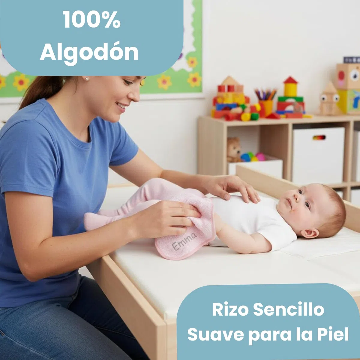 Toallas Guarderia Personalizadas con Colgador, Toallas Mano, Culito y Cara bebé, Toalla pequeña Infantil - Rizo algodón Pack 2X-Mini Toallas bebé - (Rojo+Blanca)