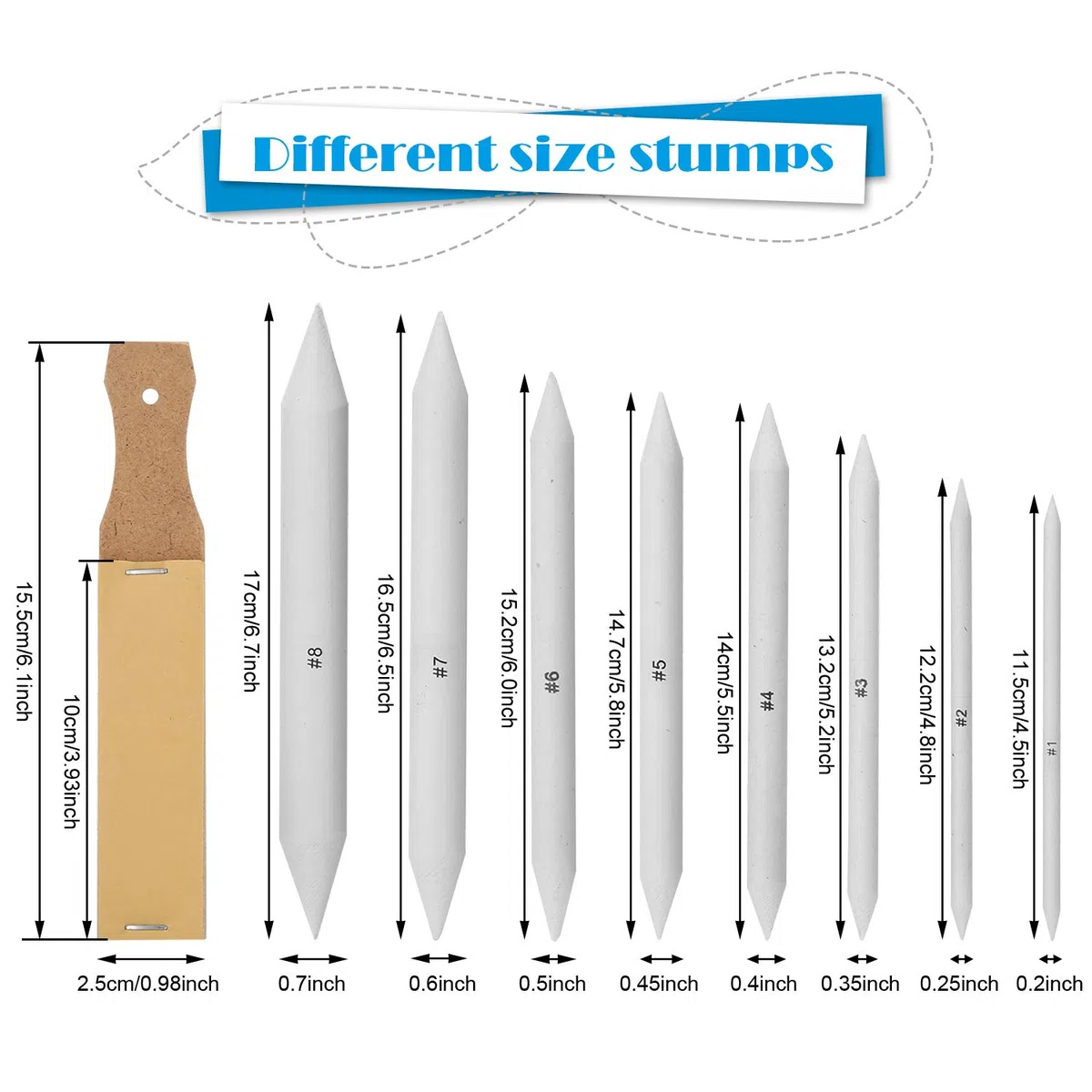 Kit de 22 Piezas de Dibujo para Bocetos, AGPtEK 16 Difuminadores con 2 Afiladores de Lija, 1 Herramienta de Extensión, 2 Gomas de Borrar y 1 Estuche de Fieltro para Dibujar, Estudiantes y Artistas