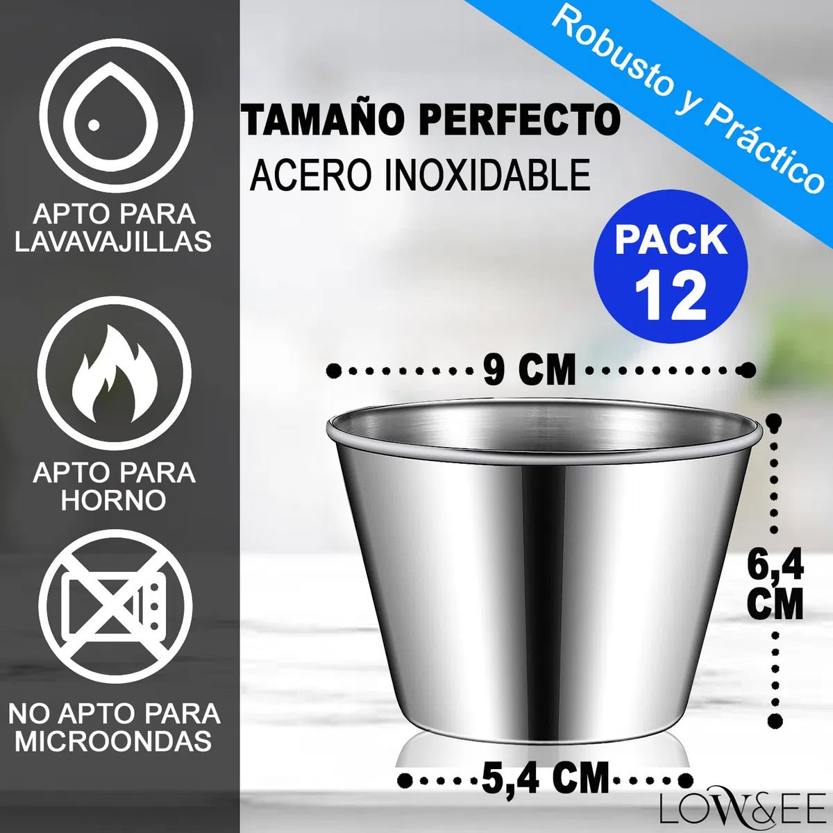 Flaneras en Acero Inoxidable Molde para Flan 12pzs 9cm