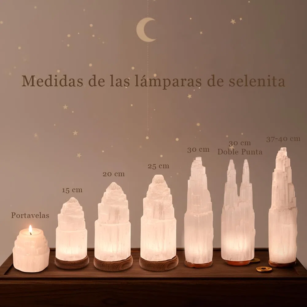AROMASENSES | Portavelas Selenita Catedral | Piedra Natural | Limpieza Energética y Armonía | Ideal Para Meditación, Rituales y Decoración Zen