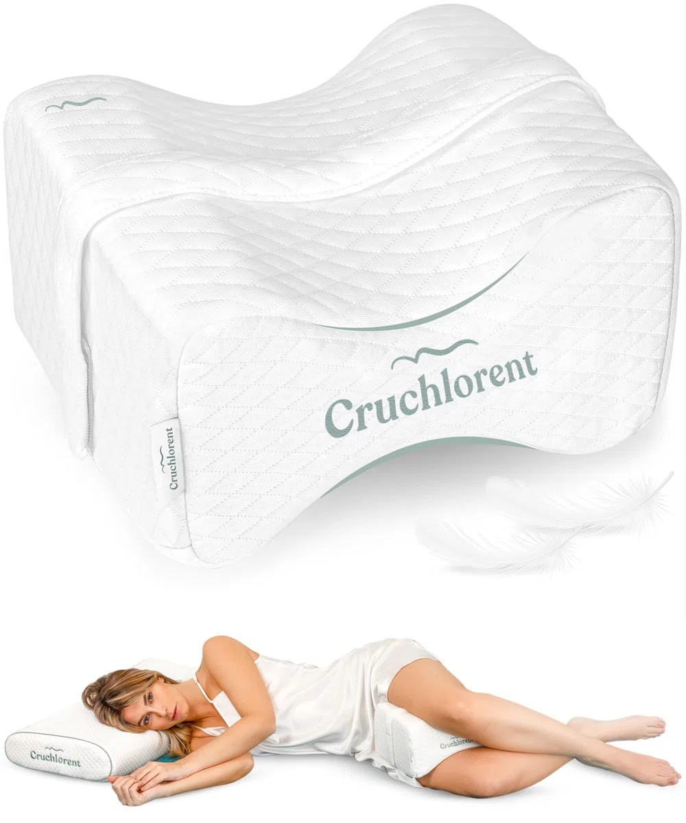 Cruchlorent - Almohada Diseñada para Dormir de Lado con Espuma Viscoelástica Técnica - Calibrada para Soporte hasta 95 Kg - De Fibra de Algodón - Almohada Side Sleepers para Piernas y Rodillas