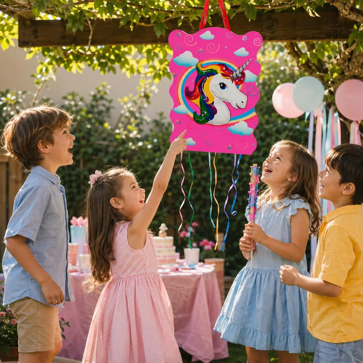 Piñata Cumpleaños Infantil. Piñata + Pack 70 Chuches Sin Gluten y Juguetes Piñata. Piñata Cumpleaños. Piñatas Infantiles. Relleno Piñata. Piñata Unicornio. Piñatas Niña. PARTY4EVER