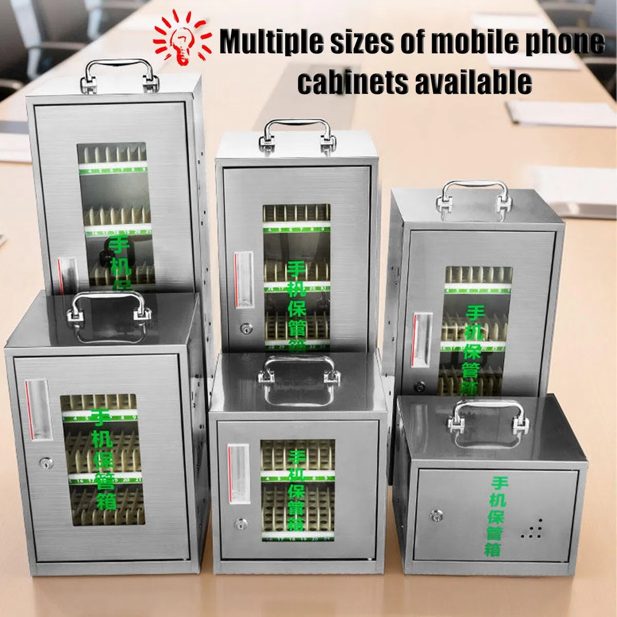 Caja De Almacenamiento De Acero Inoxidable para Teléfonos Móviles con Llave Montaje En Pared 12-72 Ranuras Armario para Teléfonos Móviles Taquilla Organizadora(36bits)