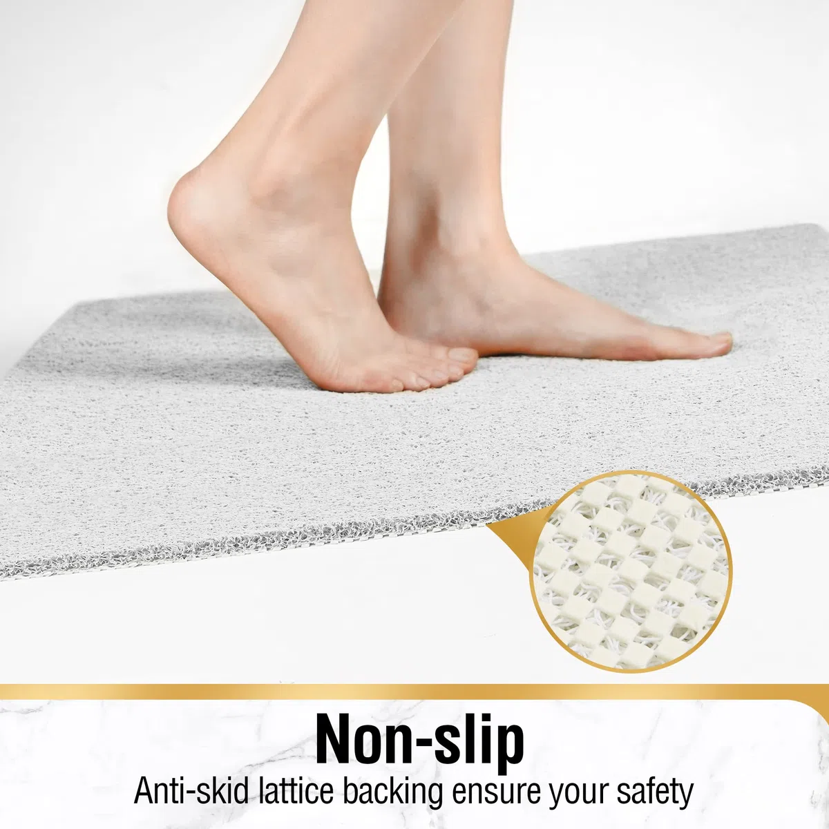 HITSLAM Alfombra de Bañera Antideslizante 100x40cm, Extra Largo Alfombra Ducha Antideslizante, Loofah de PVC Suave Alfombra Baño, Secado Rápido Alfombrilla Bañera, Sin Ventosa, Blanco
