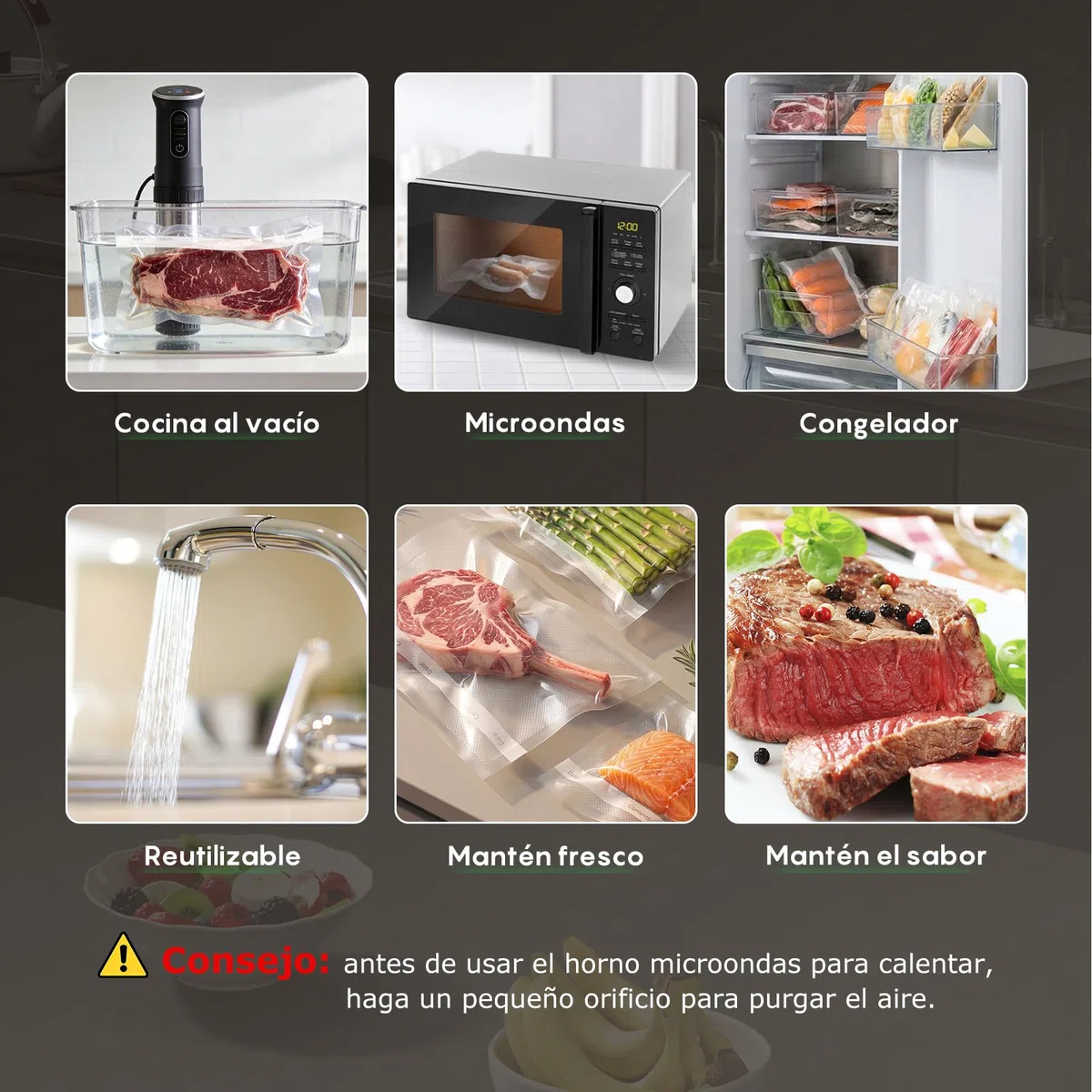 FRESKO Bolsas de Vacio para Alimentos, 120 Bolsas 20x30cm Bolsa Gofrada Envasado al Vacio con Textura de Grado Comercial para Cocinar al Vacío, sin BPA y Aprobada por la FDA