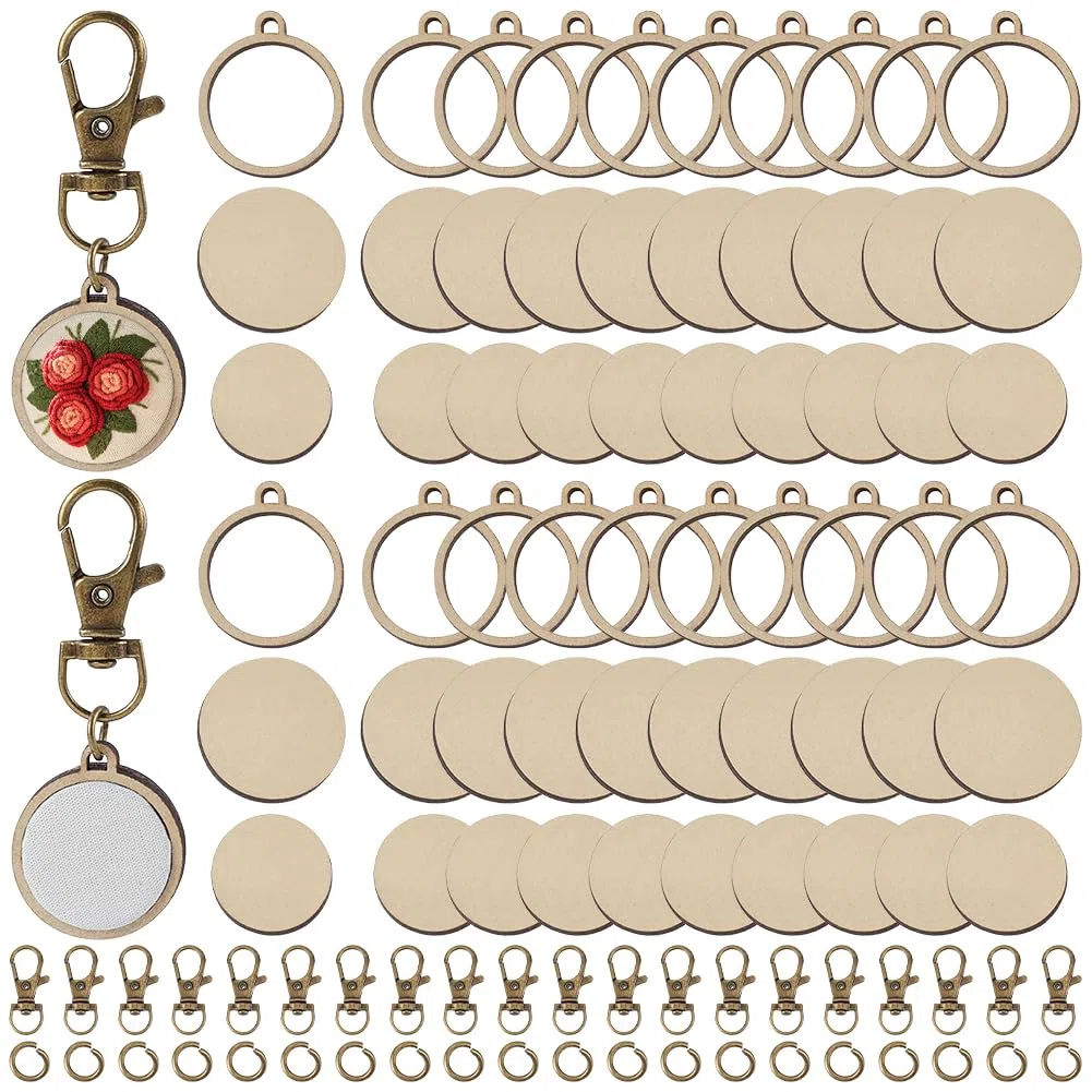 FREEBLOSS Juego de 20 mini bastidores de madera con llaveros de 1 x 1,2 pulgadas (aprox. 5)