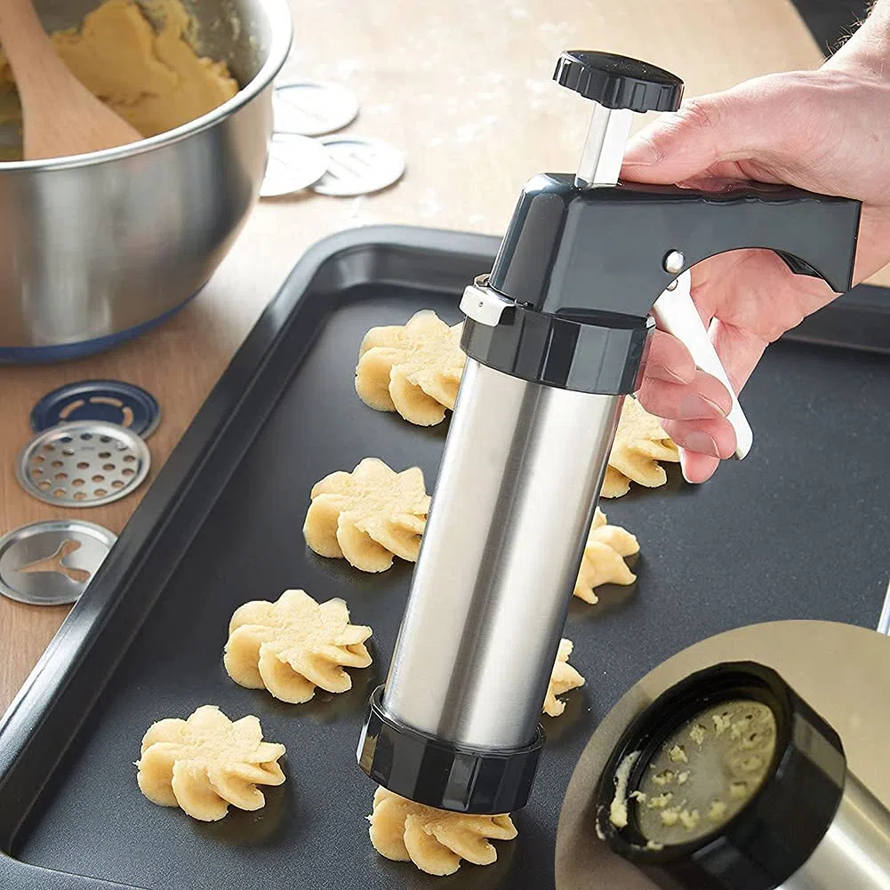 Inyector de Relleno para Galletas, Pistola de Acero Inoxidable para Decorar Pasteles con 8 Piezas de Flores y 8 Bocas de Decoración