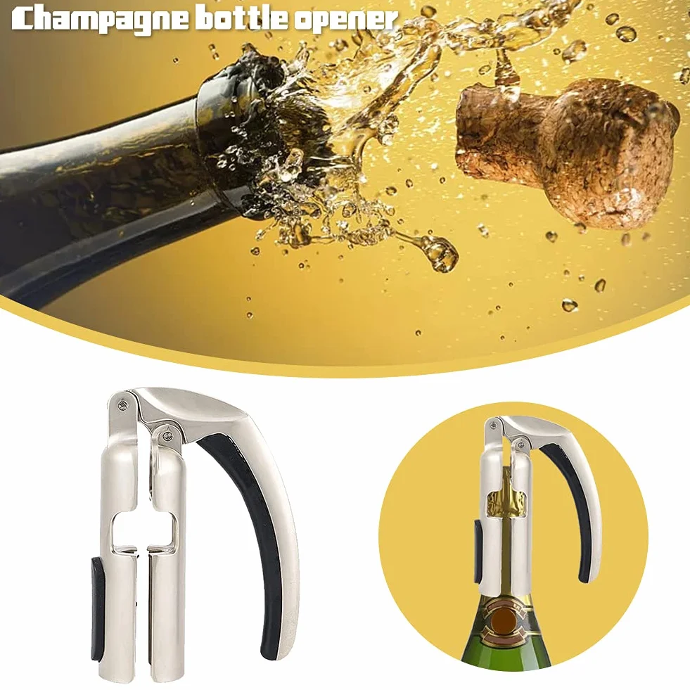 Abridor de botellas de champán, sacacorchos para vino espumoso, abridor de vino para bar y cocina, extractor profesional para vidrio y corcho (plata)