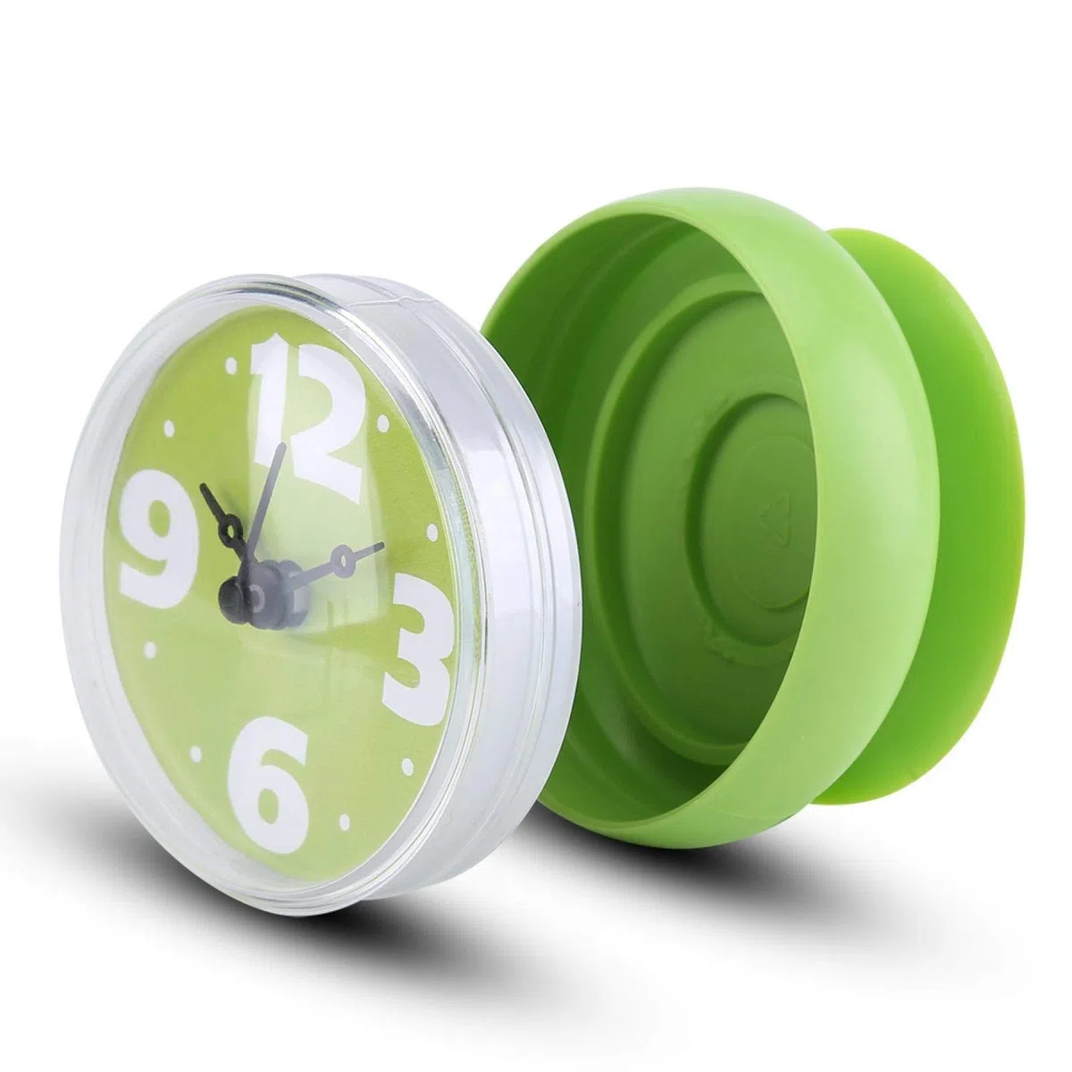 Baño Ducha Reloj de Pared, Ventosa Reloj de Pared Impermeable Succión Pared Ventana Espejo Baño Ducha Reloj Accesorios para Ducha Cocina Baño(Verde)
