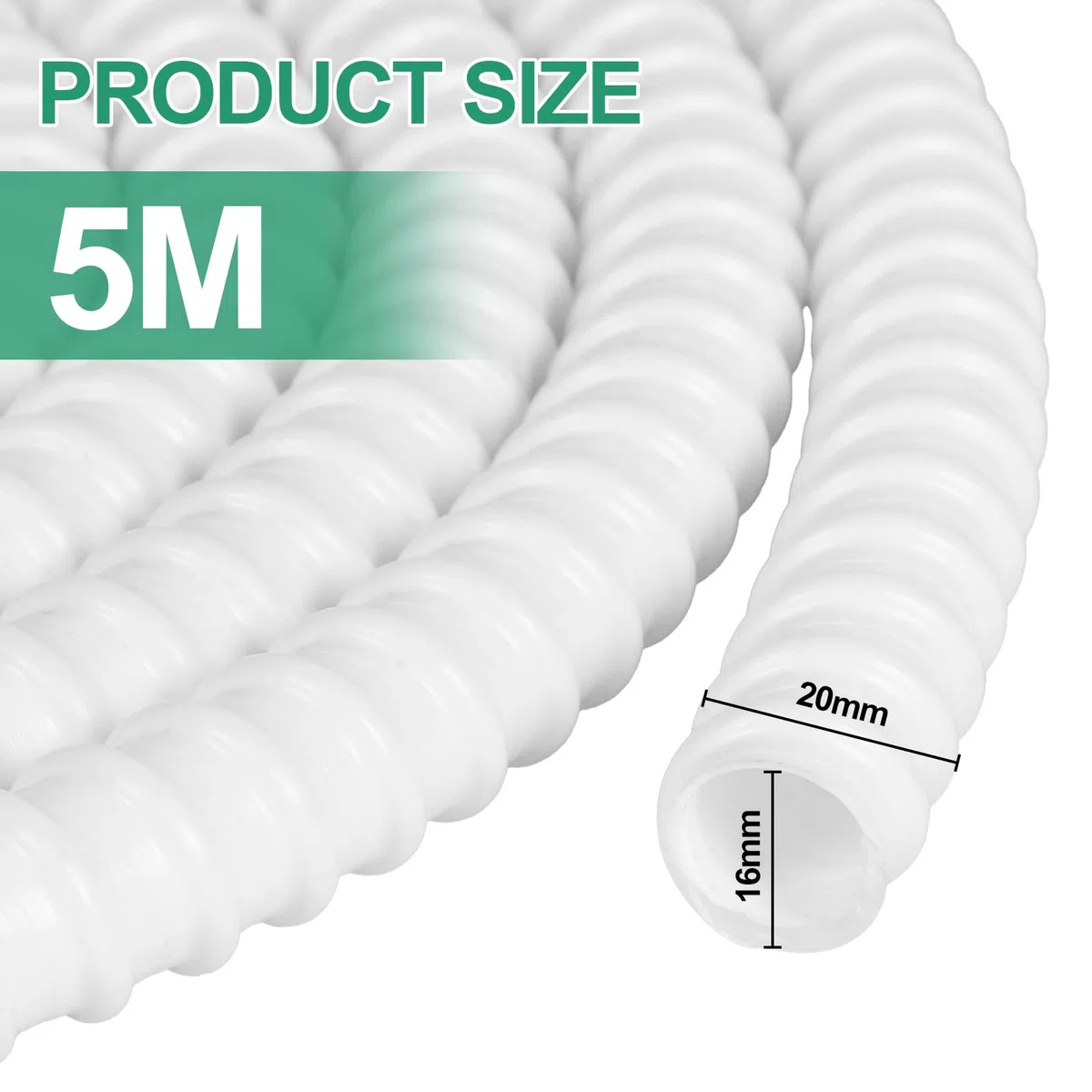 CPROSP Tubo Desague Aire Acondicionado Ø16mm (5m) de PVC, Manguera de Condensado para aire Acondicionado, Resistente a los Rayos UV, Flexible y Cortable a Medida