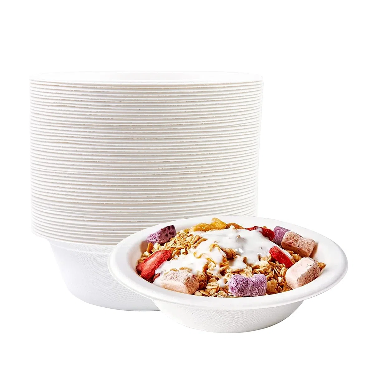 50 cuencos desechables blancos para sopa de 260 ml, de caña de azúcar, bagazo de larga duración, conservación del calor, cuencos de sopa duraderos para el hogar, barbacoas, picnics, comida al