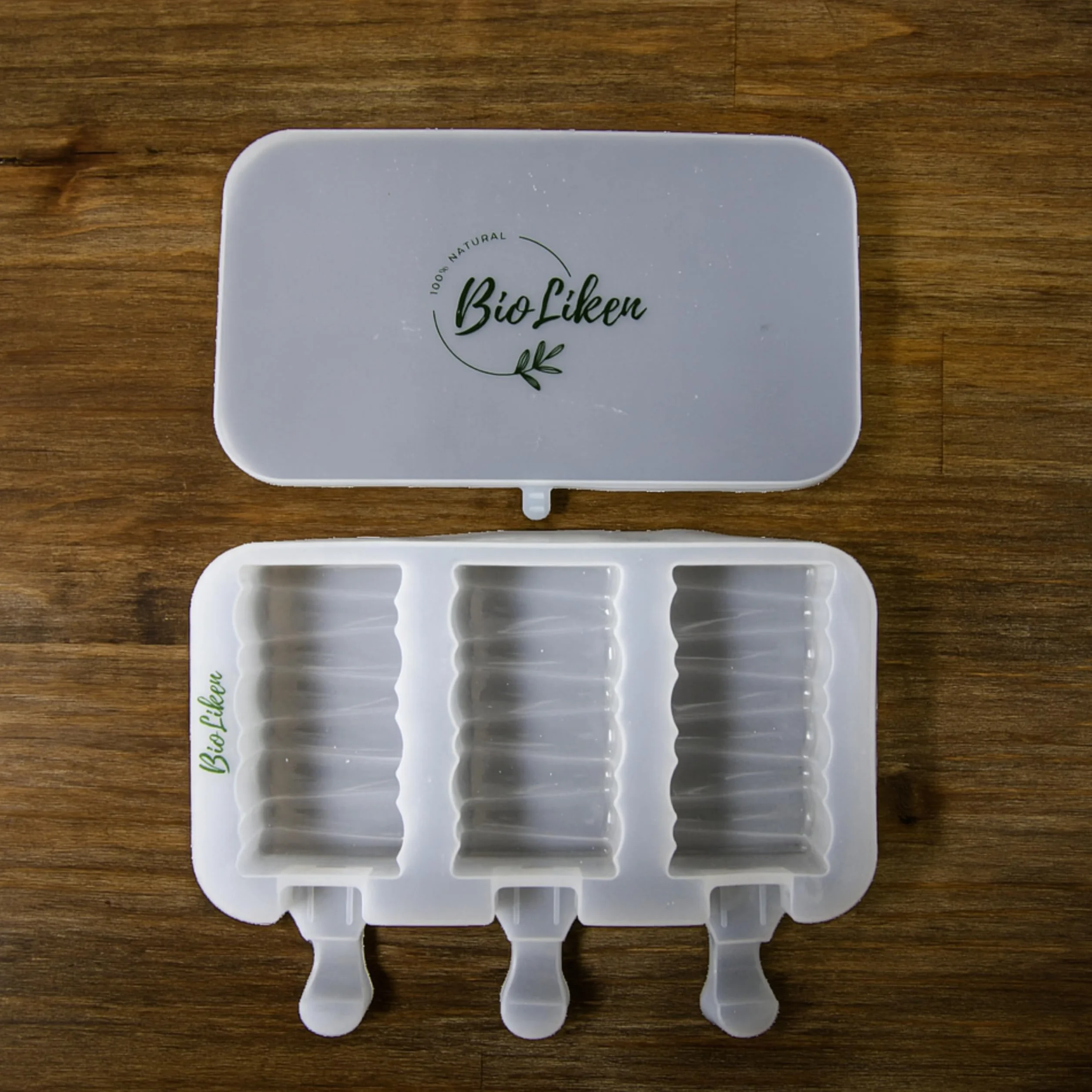 Moldes Helado de Silicona Platino Reutilizables sin BPA, 3 Cavidades, Pack x2 Unidades, Moldes para polos - Translúcido Sin Colorantes
