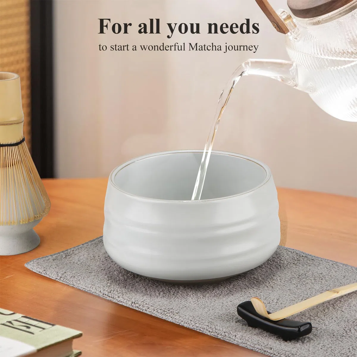 Juego de té macha de 7 piezas, con cuchara de matcha, soporte para batidor, batidor de bambú Matcha, pala, colador, accesorios de matcha, ceremonia de té tradicional japonesa, el mejor regalo para los