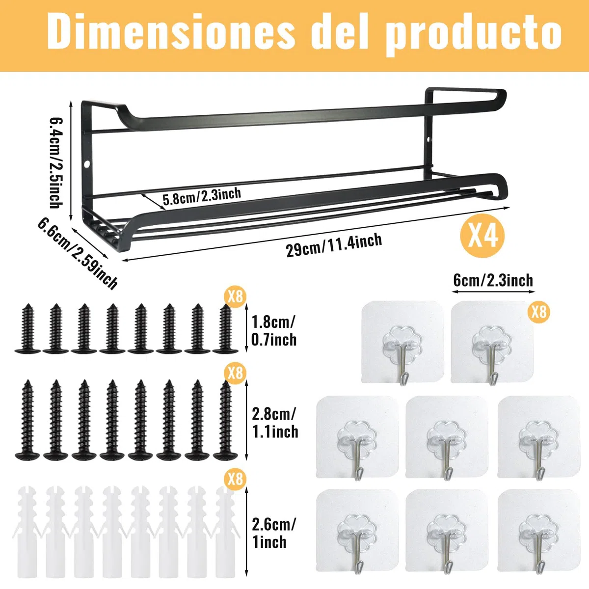 Estante De Especias De Pared, Estante De Almacenamiento De Condimentos De Metal De Cuatro Niveles, No Requiere Perforación, Especiero Colgante, Adecuado Para Cocinas Y Armarios