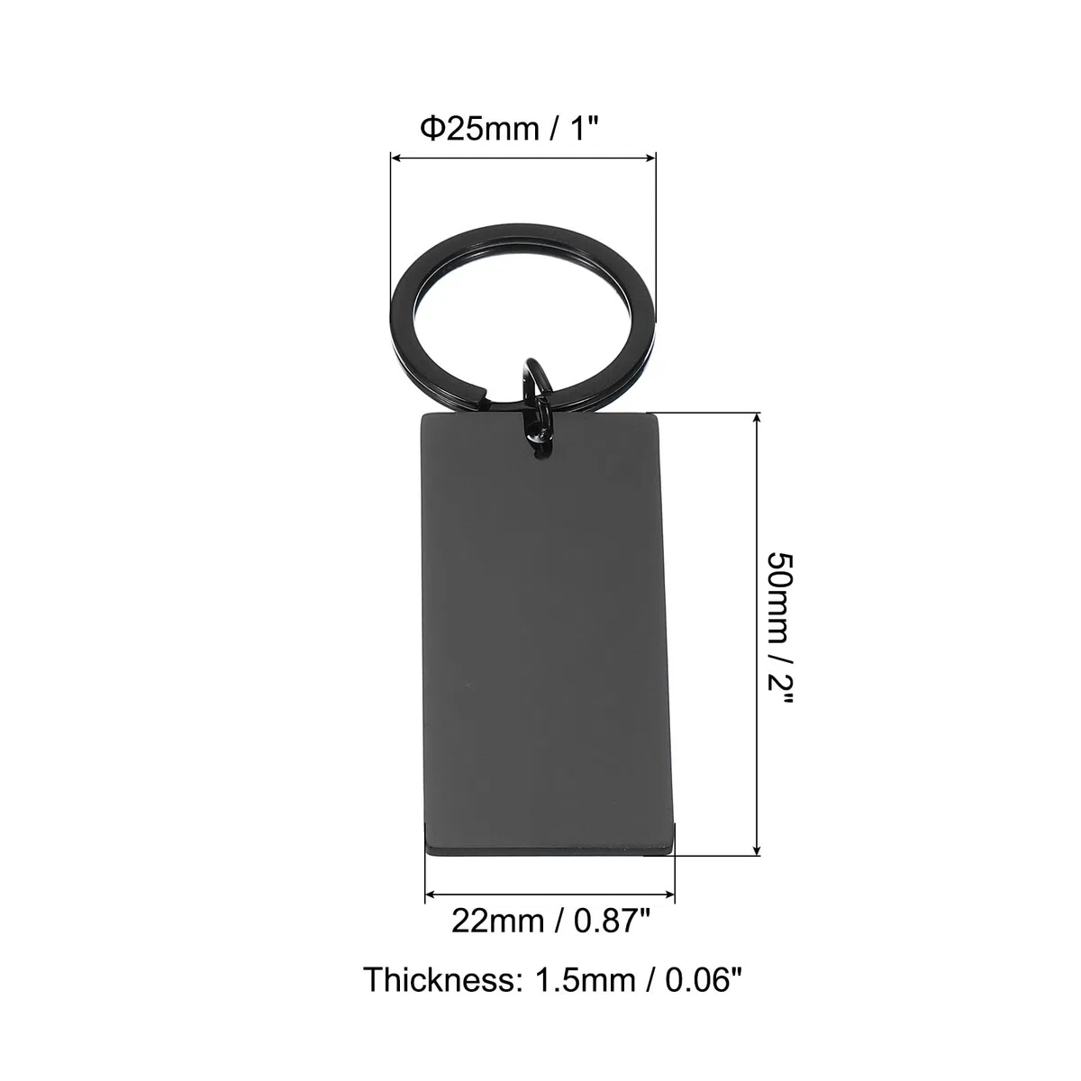 PATIKIL 4 Pcs de Placas de Estampado de Metal, Placas de Estampado de Rectángulo para Llaveros en Acero Inoxidable para Grabado Laser, Negro
