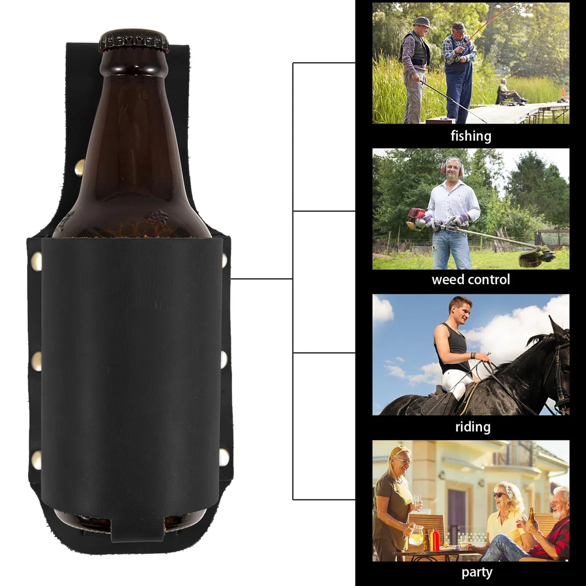 Cinturón de cerveza, soporte de cuero para botellas de cerveza, soporte para cinturón de cerveza, regalos de cerveza para hombres, día del padre, Navidad, para bebedores de cerveza/amantes, accesorios