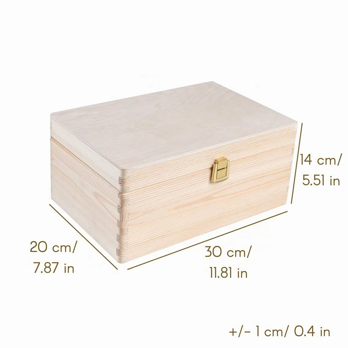 Creative DECO Grande Caja Madera Decorativa Almacenaje con Tapa y Cierre | 30 x 20 x 14 cm (+/-1cm) | Cofre Decoración Decoupage Pascua | Objetos de Valor, Juguetes, Documentos | EN BRUTO SIN LIJAR