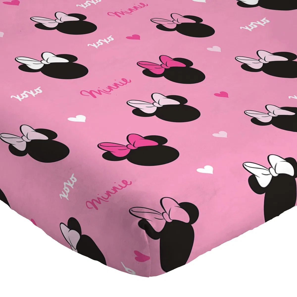 Jay Franco Disney Minnie Hearts & Love Sábana Bajera 100% algodón 90 x 200 cm Talla única