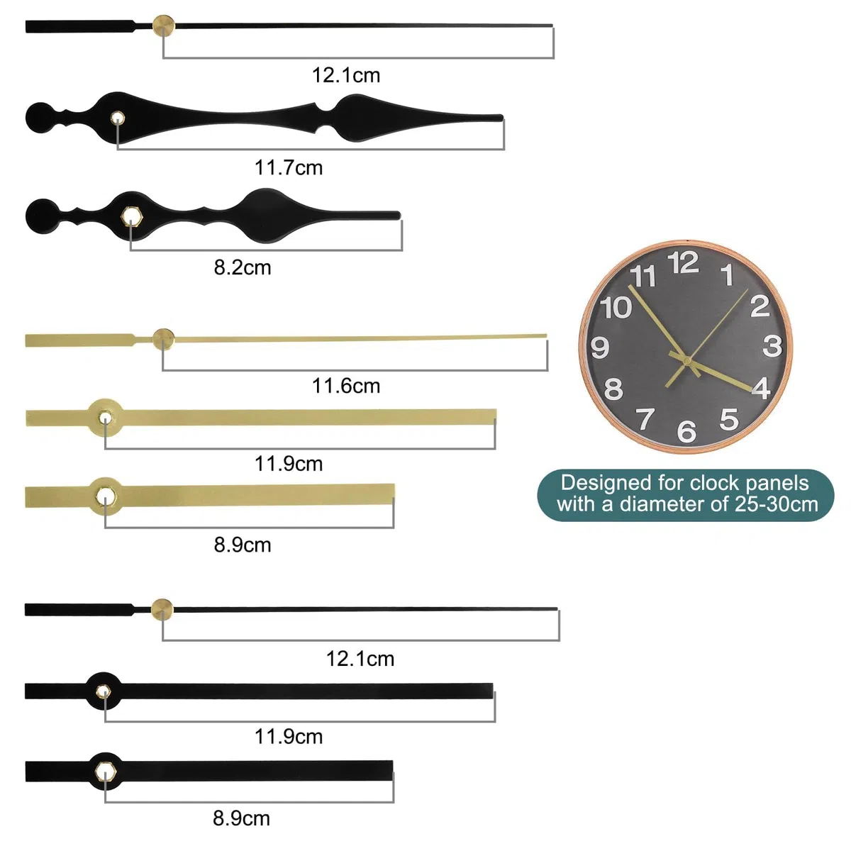 EEEKit Mecanismo de Reloj de Péndulo, Mecanismo Reloj Tic-TAC con 3 Pares de Agujas, Movimiento de Cuarzo con Eje de 20 mm para Reemplazo de Motor