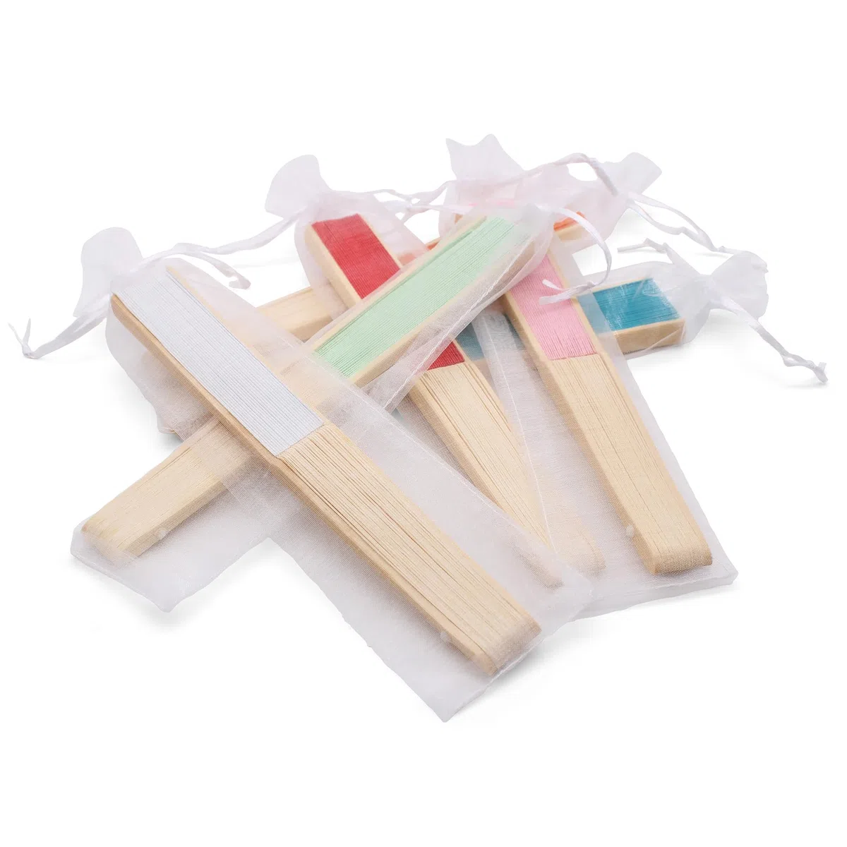50 fundas blancas de organza, tamaño 26 cm x 6 cm, ideales para objetos largos (abanicos, bolígrafos, etc.)