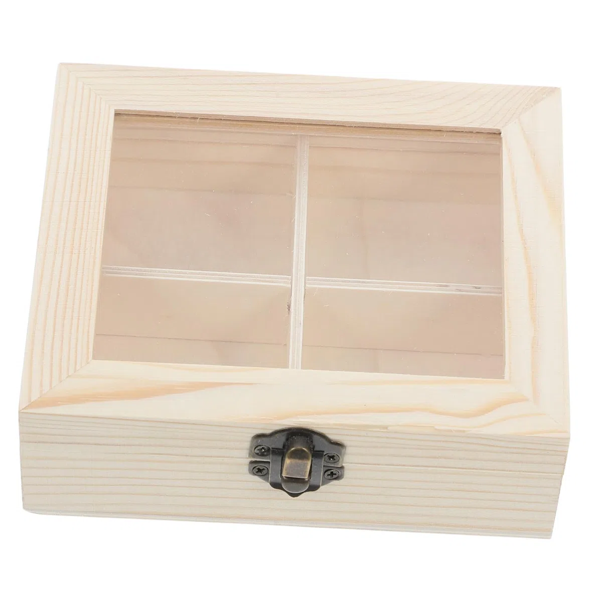GLEAVI Caja Organizadora de Té Multifuncional de Madera con Tapa y Cuatro Compartimentos para Bolsitas de Té y Café en Encimeras de Cocina