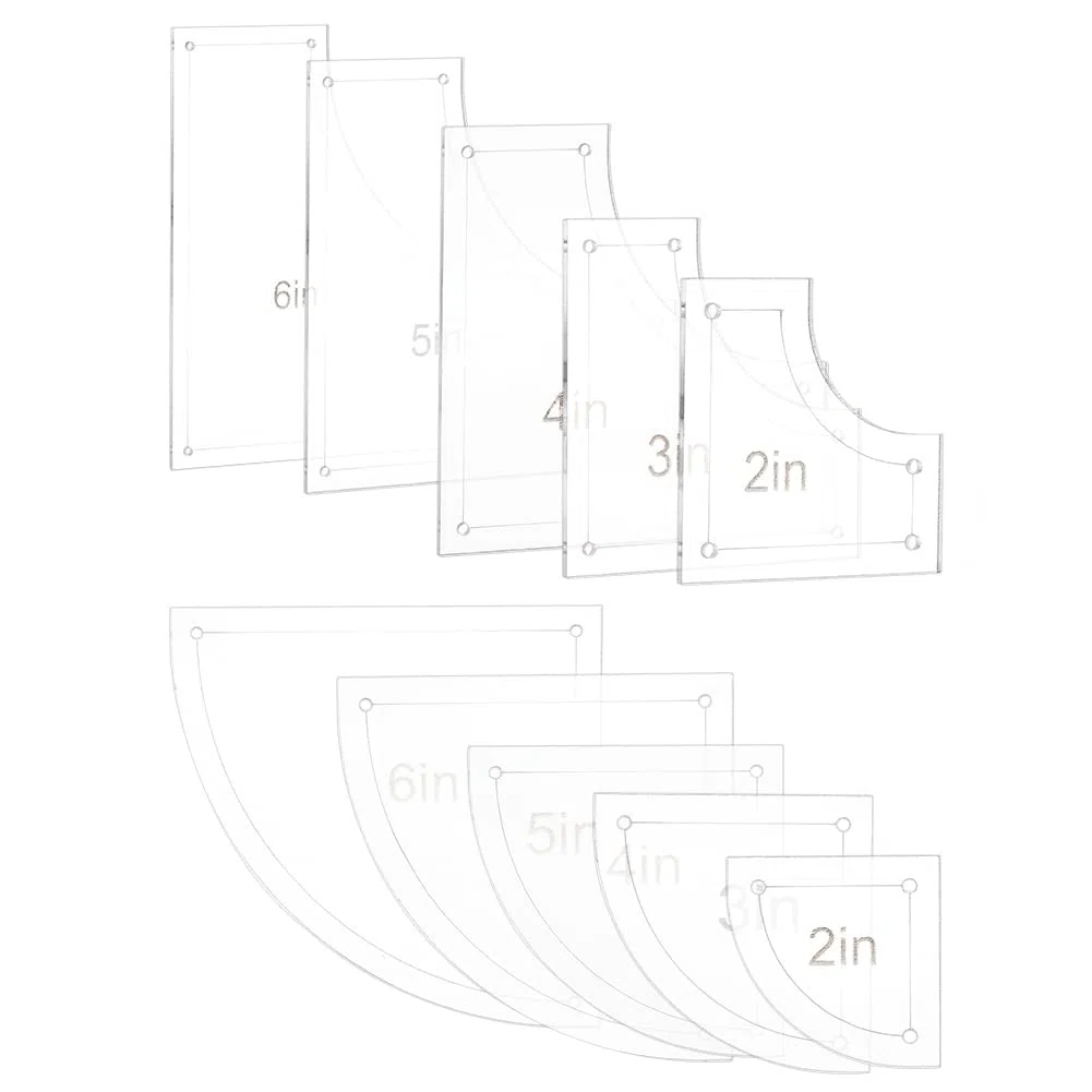 BENECREAT Juego de 10 plantillas acrílicas para acolchar, reglas transparentes de 2/3/4/5/6 pulgadas con protección de película, para manualidades, arte de cocina