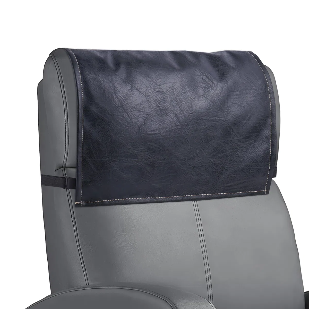 Protector de reposacabezas Antideslizante de Piel sintética para sillones reclinables, para reposacabezas de Muebles, Fundas Protectoras para Muebles(1-Loco Negro)