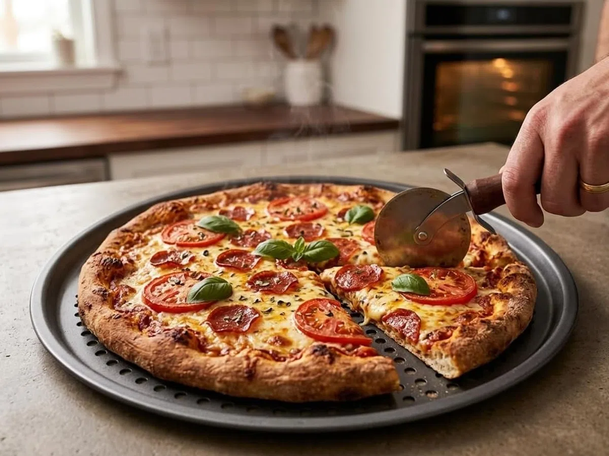 Molde para Pizza con Agujeros - Acero al Carbono - Recubrimiento Antiadherente - Set de 2 - Ø 32 cm