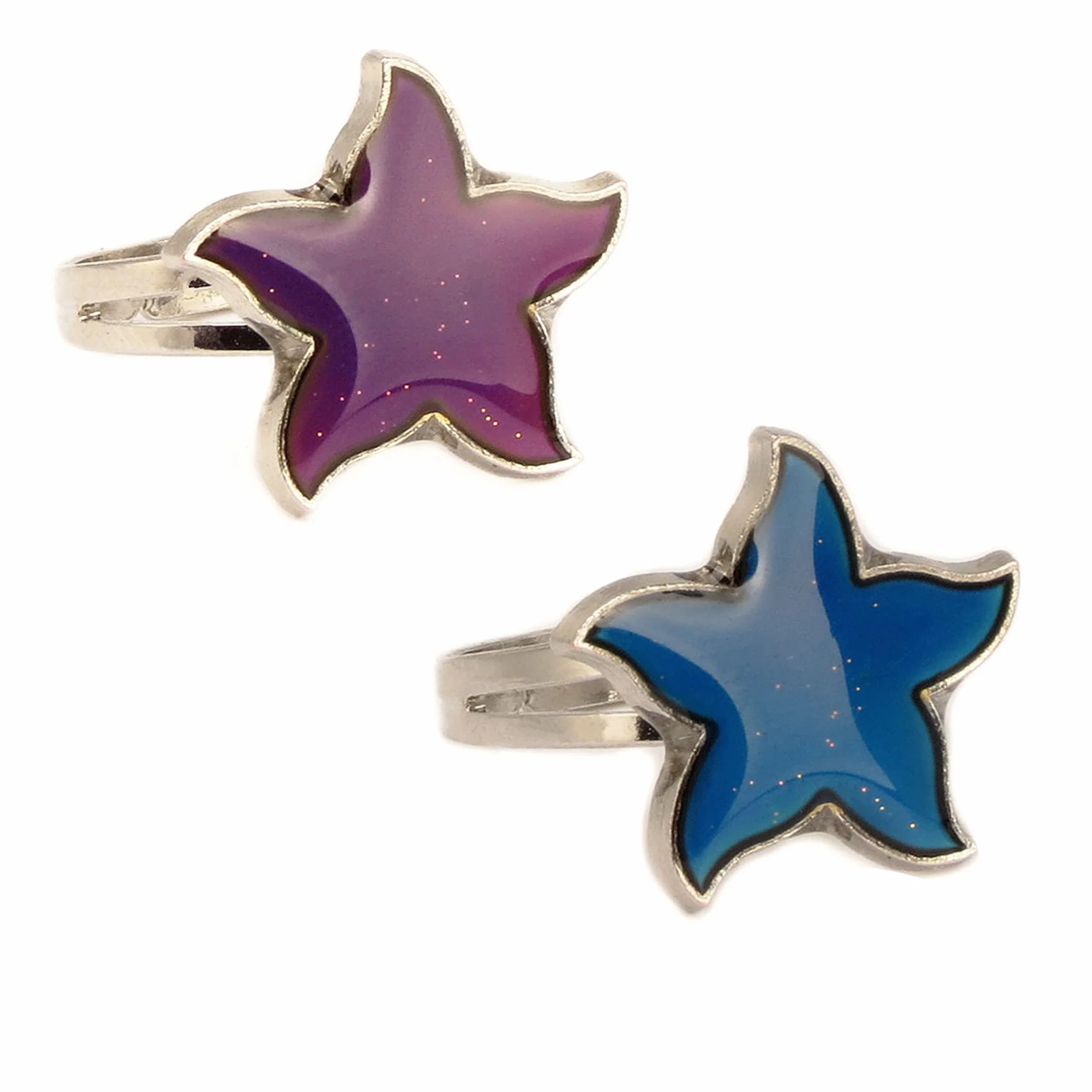 2 PCS Oval Mood Ring Retro Style Adjustable Finger Ring for Lovers Friends-One Size fits All